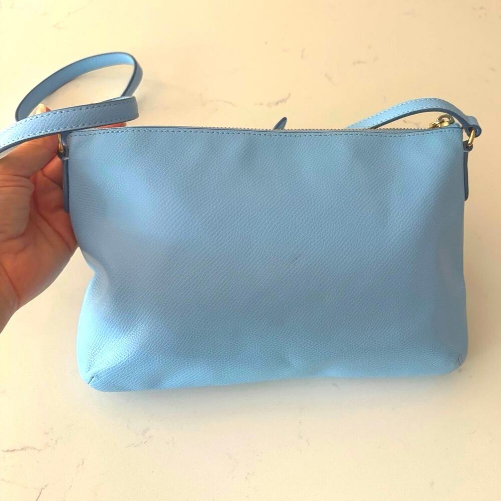 NWOT Coach East-West Pop Crossbody bag pebbled leather pale blue preppy chic - Picture 3 of 11